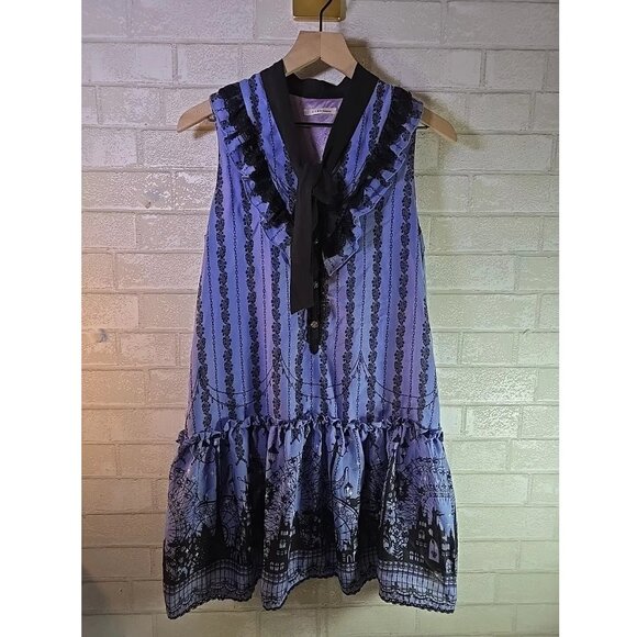 Axes Femme Purple Chiffon Disney Castle Victorian Dress Calab Japan Import Sz. M - Picture 1 of 10